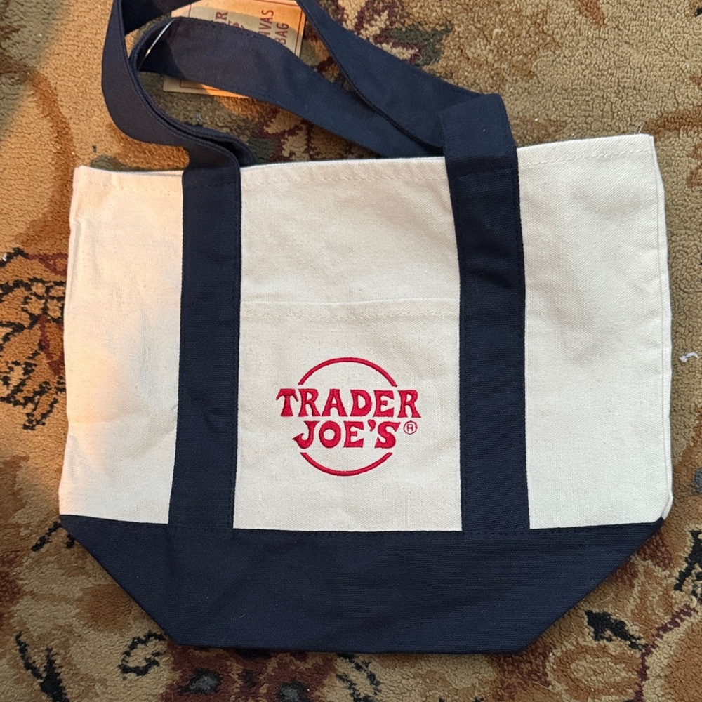 Trader Joe's Canvas Tote Bag mono tote navy blue straps